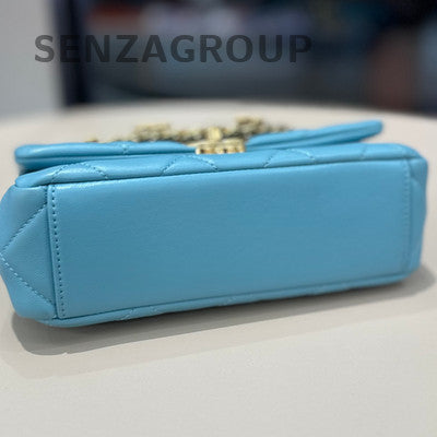 Chanel 24C Blue Gold CC Crystal Chain Shoulder Bag - Fashion Women
