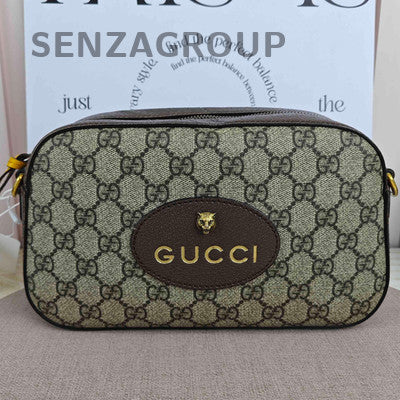Gucci Neo Vintage GG Monogram Brown Shoulder Bag Gold Buckle Women