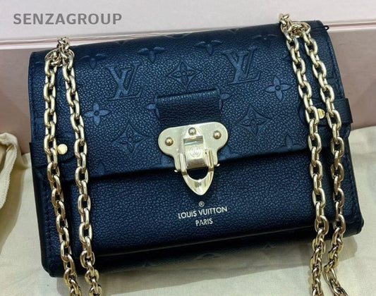 Louis Vuitton Vavin BB Calfskin Chain Shoulder Bag Black Gold Women Classic