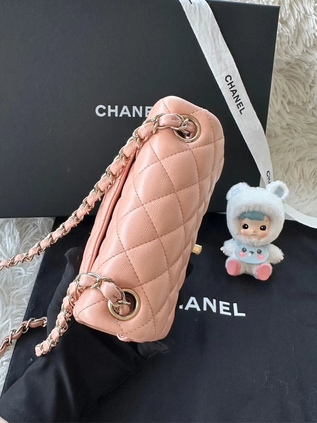 CHANEL Light Pink Lambskin Square Crossbody For Women