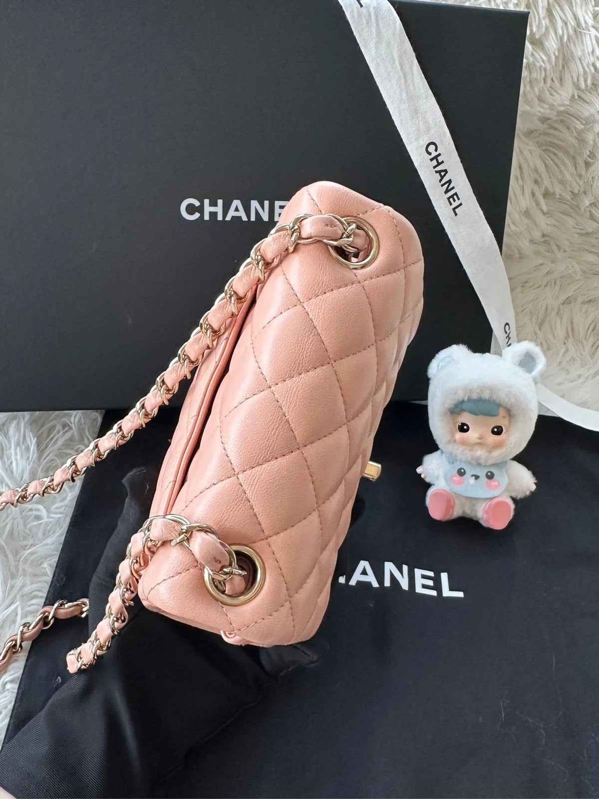 CHANEL Light Pink Lambskin Square Crossbody For Women