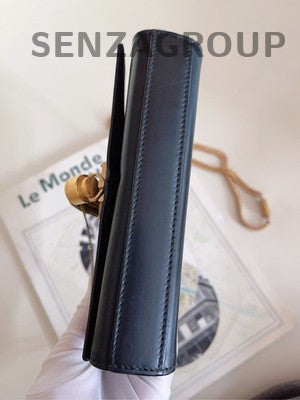 Saint Laurent Black Gold Leather Fringe Kate Chain Shoulder Bag Mini