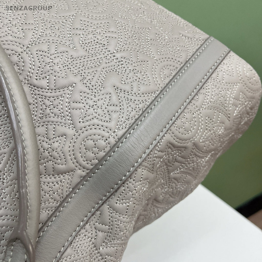 Louis Vuitton Embroidered 2Way Top Handle Shoulder Bag Gray Silver Women Classic