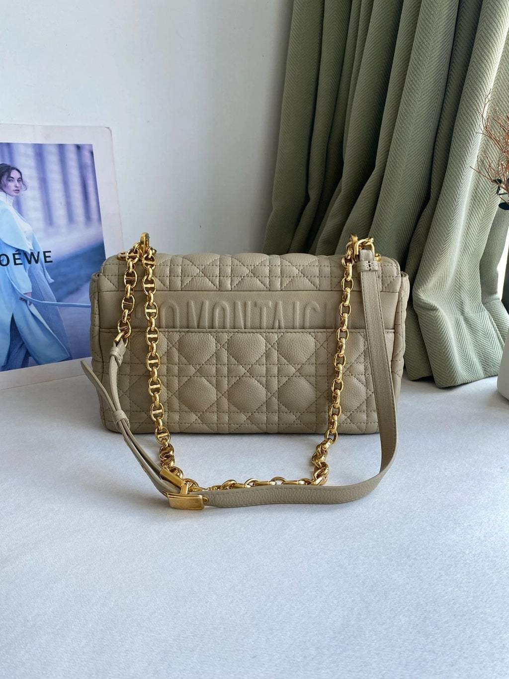 Dior Medium Beige Calfskin Caro Shoulder Crossbody For Women