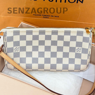Louis Vuitton Damier Shoulder Bag White Gold Women Classic Fashion