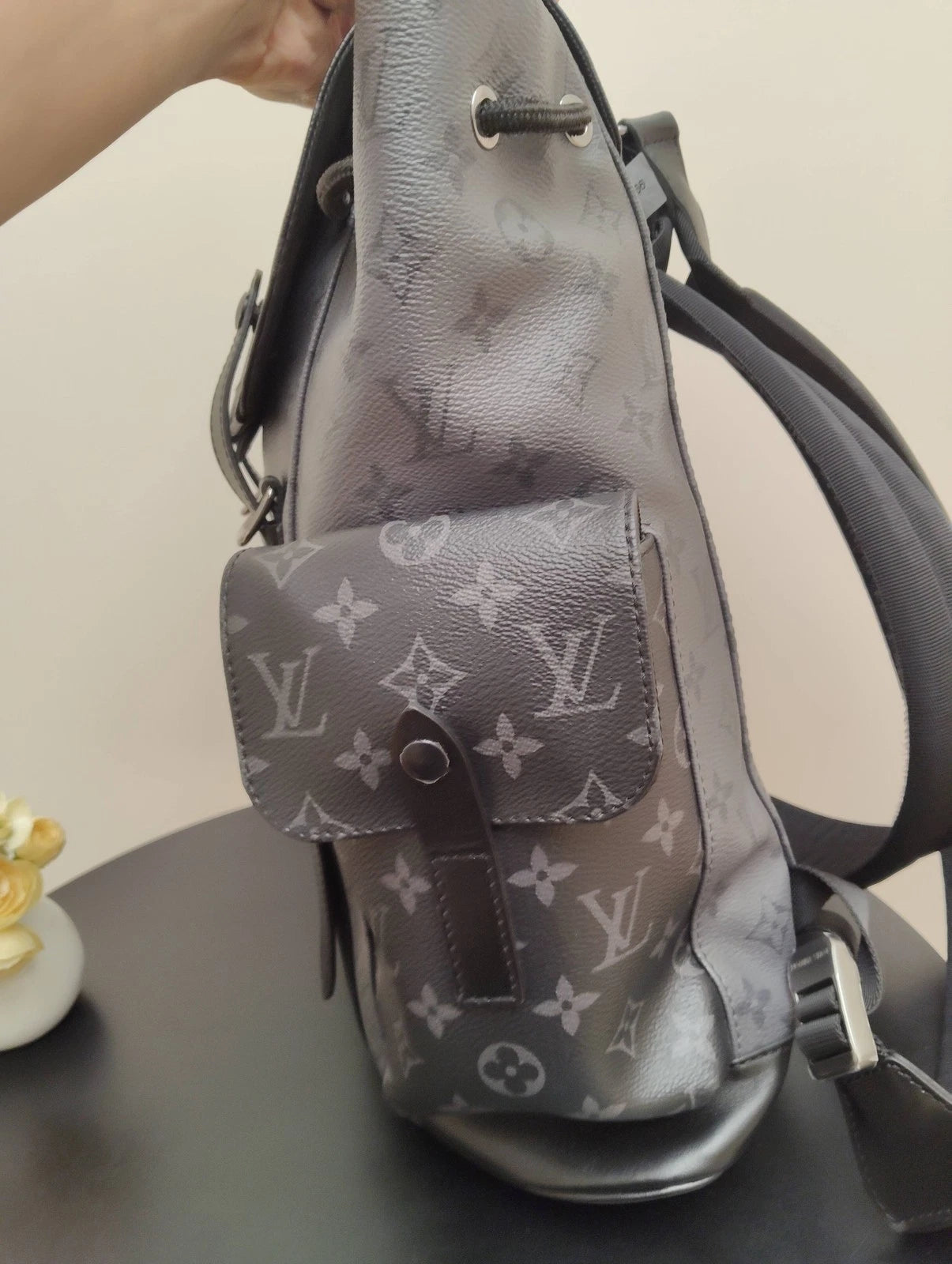 Louis Vuitton Canvas Christopher Small Black Grey Backpack For Unisex