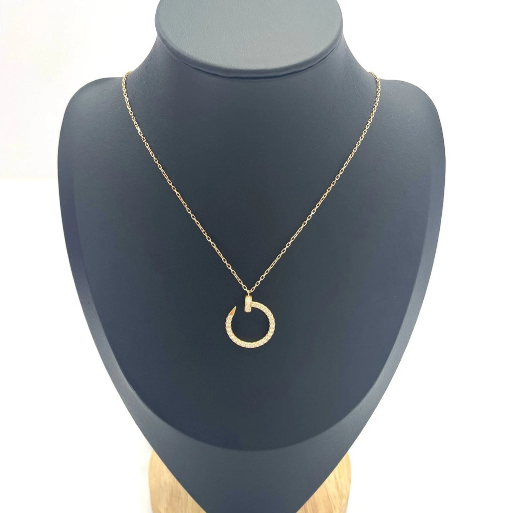 Excellent Cartier Juste un Clou Necklace 18k Rose Gold Pavé Diamonds Pendant