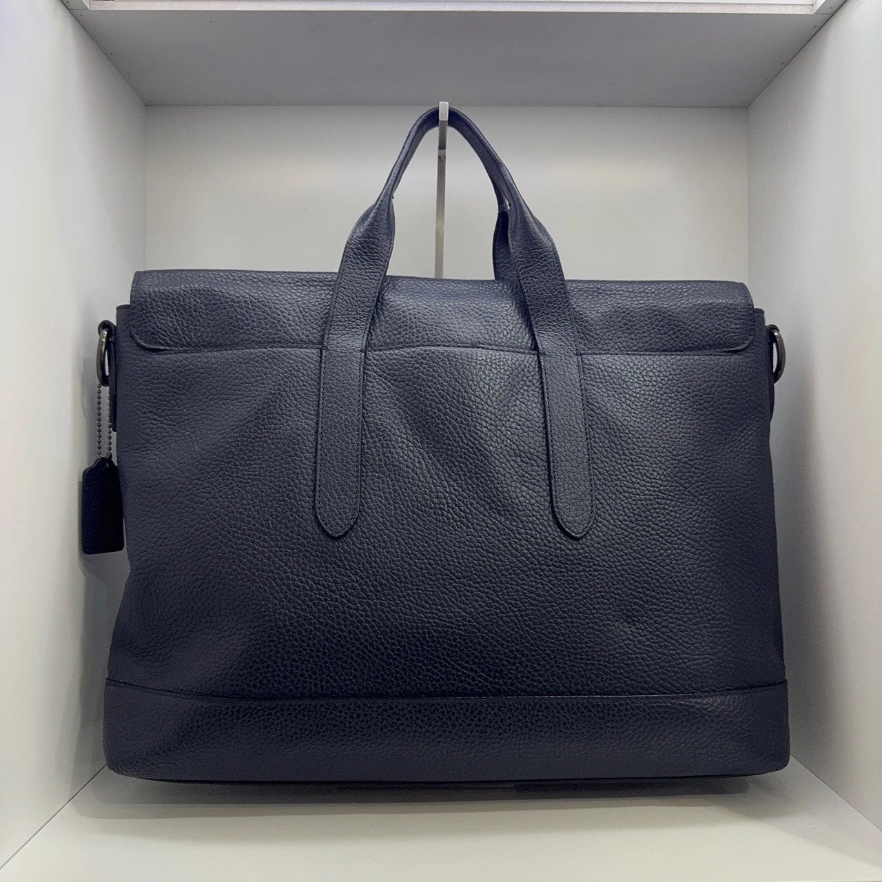 Coach Navy Leather Flap Briefcase Shoulder Crossbody Bag For Men