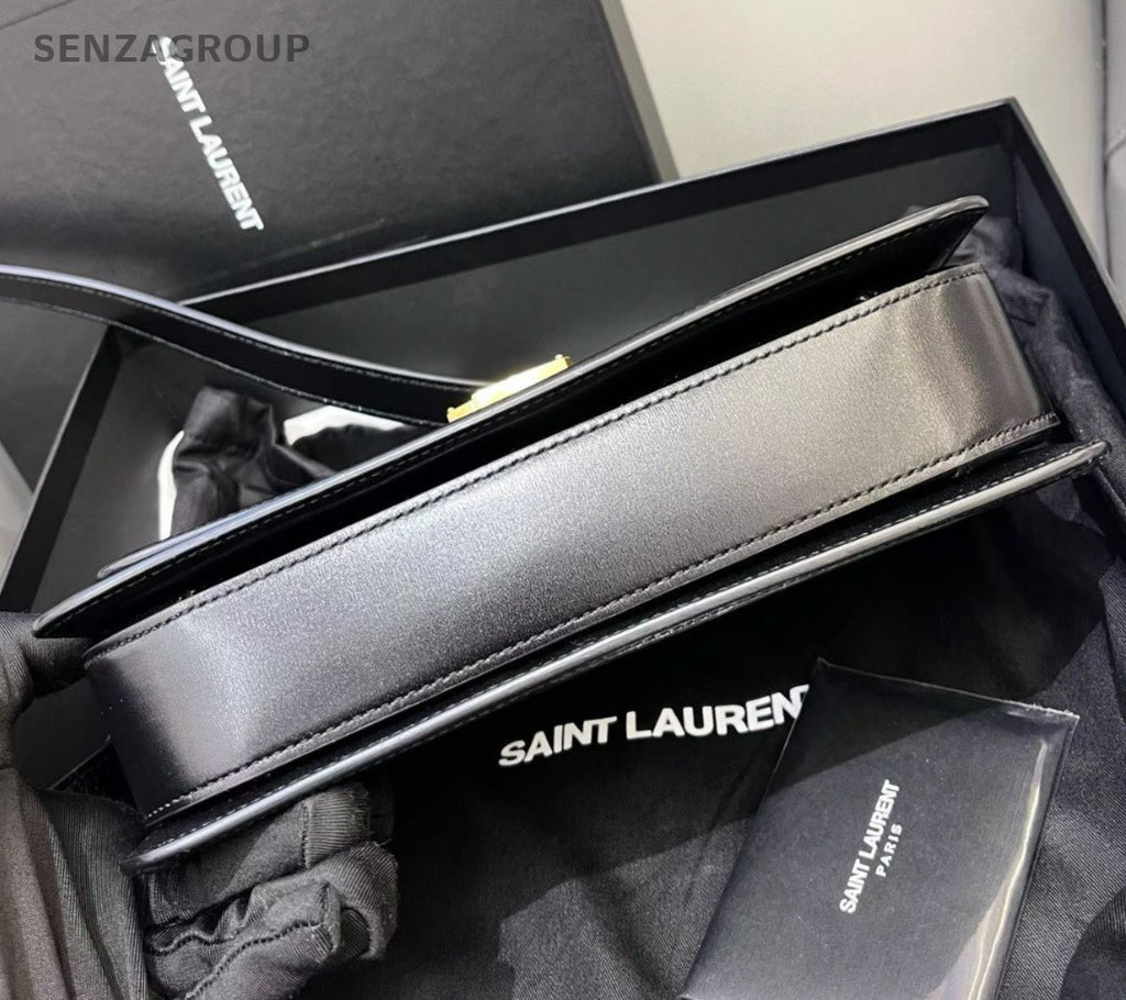 Saint Laurent Solferino 2Way Shoulder Bag Crossbody Black Gold Women Classic