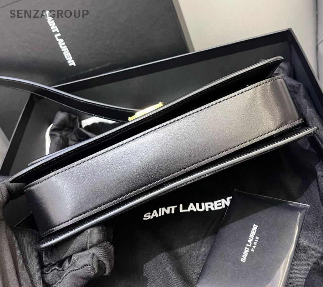 Saint Laurent Solferino 2Way Shoulder Bag Crossbody Black Gold Women Classic