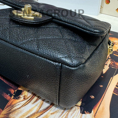 Chanel Classic Flap Black Gold Chain Shoulder Bag Quilted Fashion