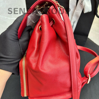 Chanel Quilted Red Gold Chain Backpack - Fashion Women's Bag
