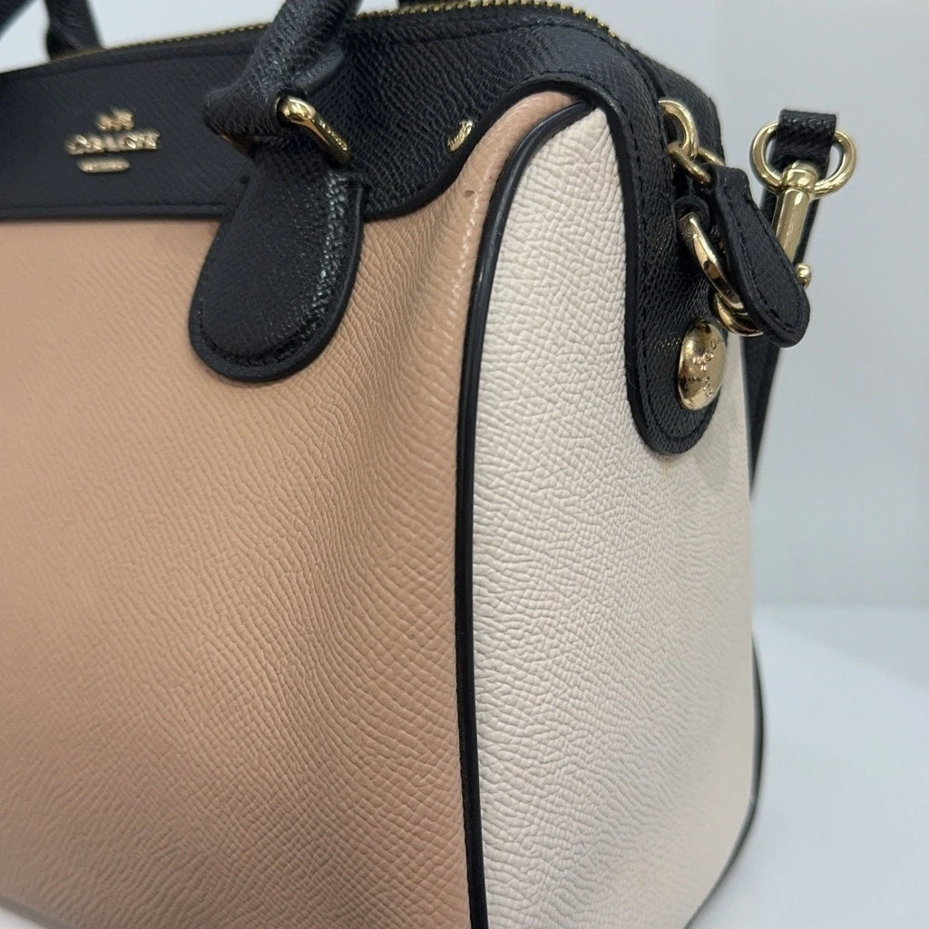 Coach Canvas Beige Boston Shoulder Crossbody Handbag for Women