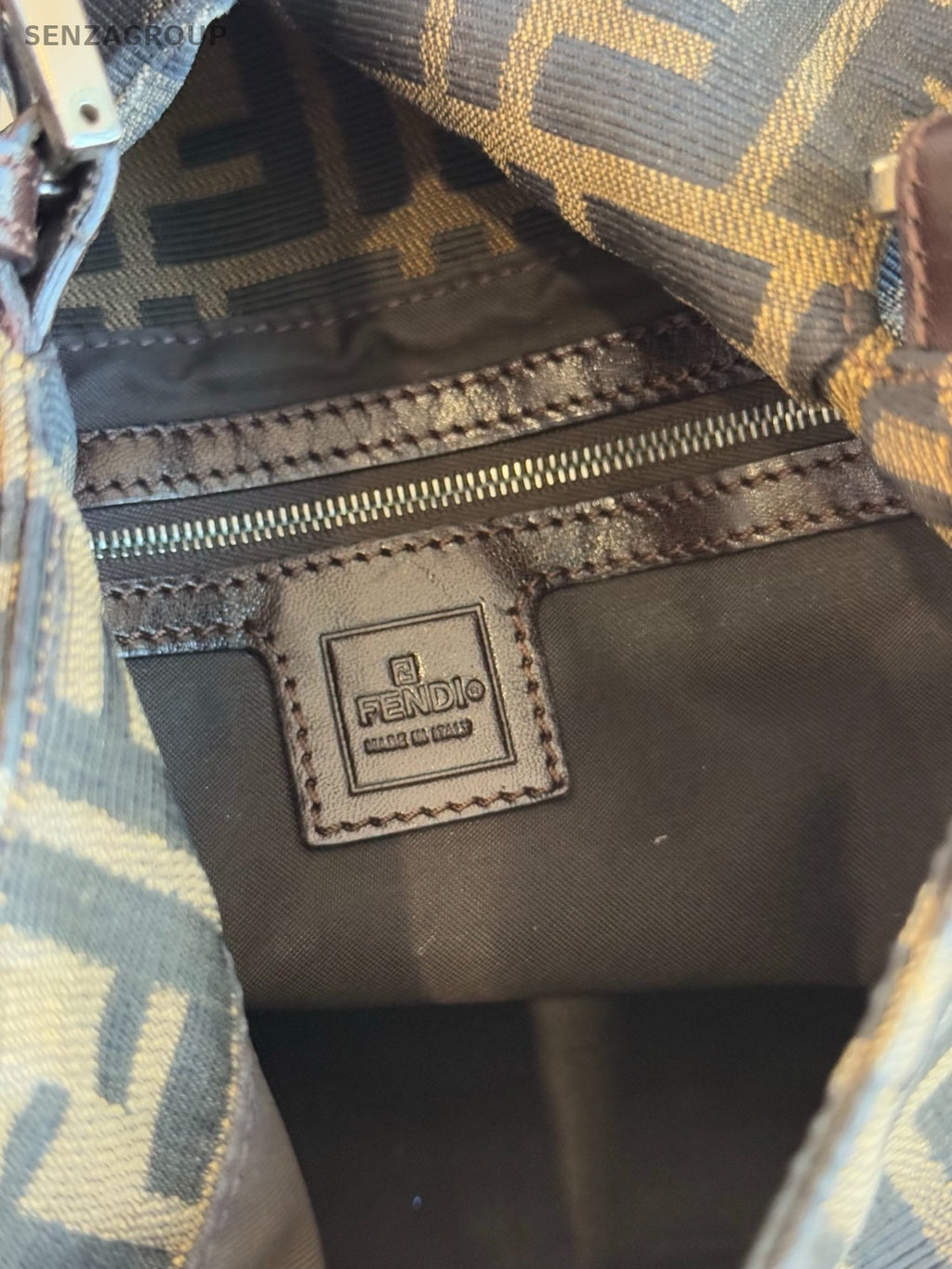 FENDI FF Vintage Monogram Shoulder bag Brown Classic Women