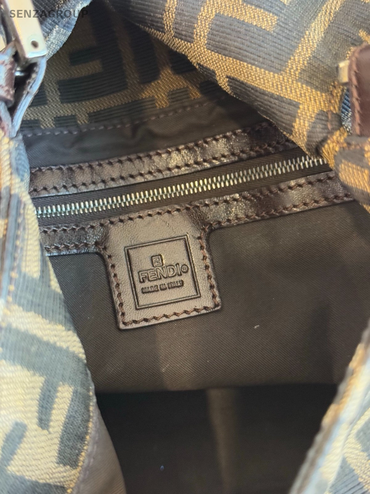 FENDI FF Vintage Monogram Shoulder bag Brown Classic Women