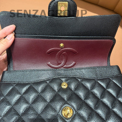 Chanel Classic Flap Medium Black Gold Quilted Chain Shoulder Bag