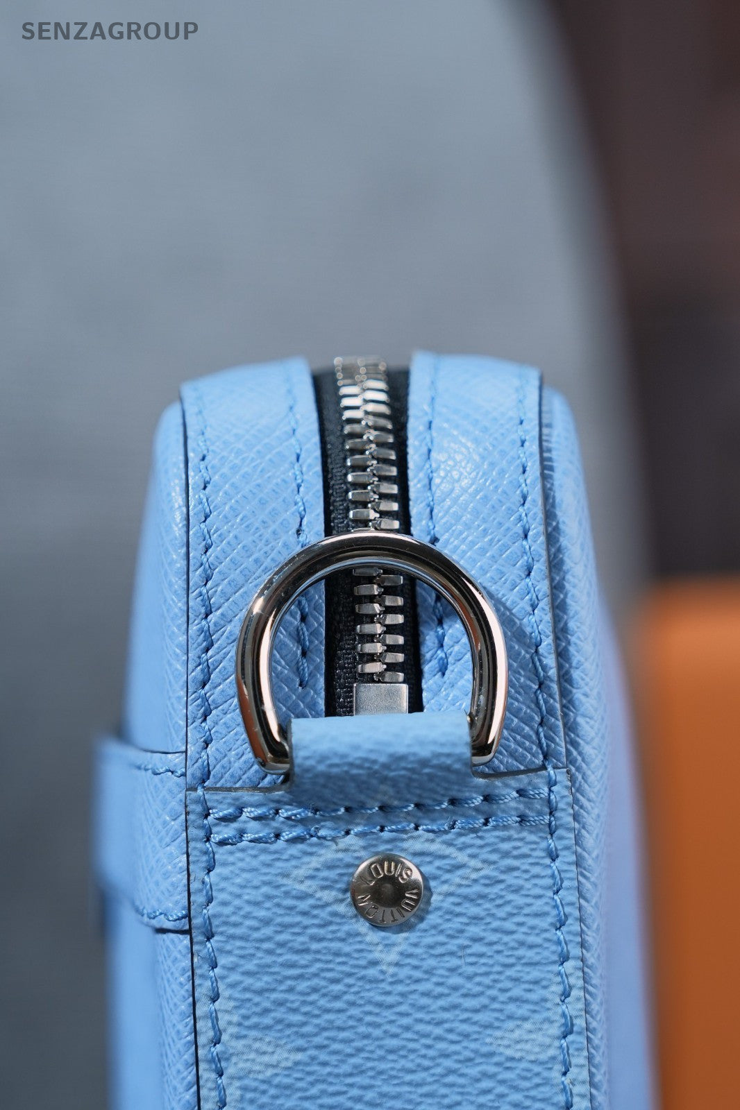 Louis Vuitton Monogram Zipper Detachable Strap Shoulder Bag Blue Black Women