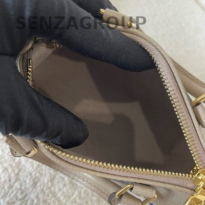 Louis Vuitton Speedy Nano Leather Handbag Shoulder Bag Grey Gold