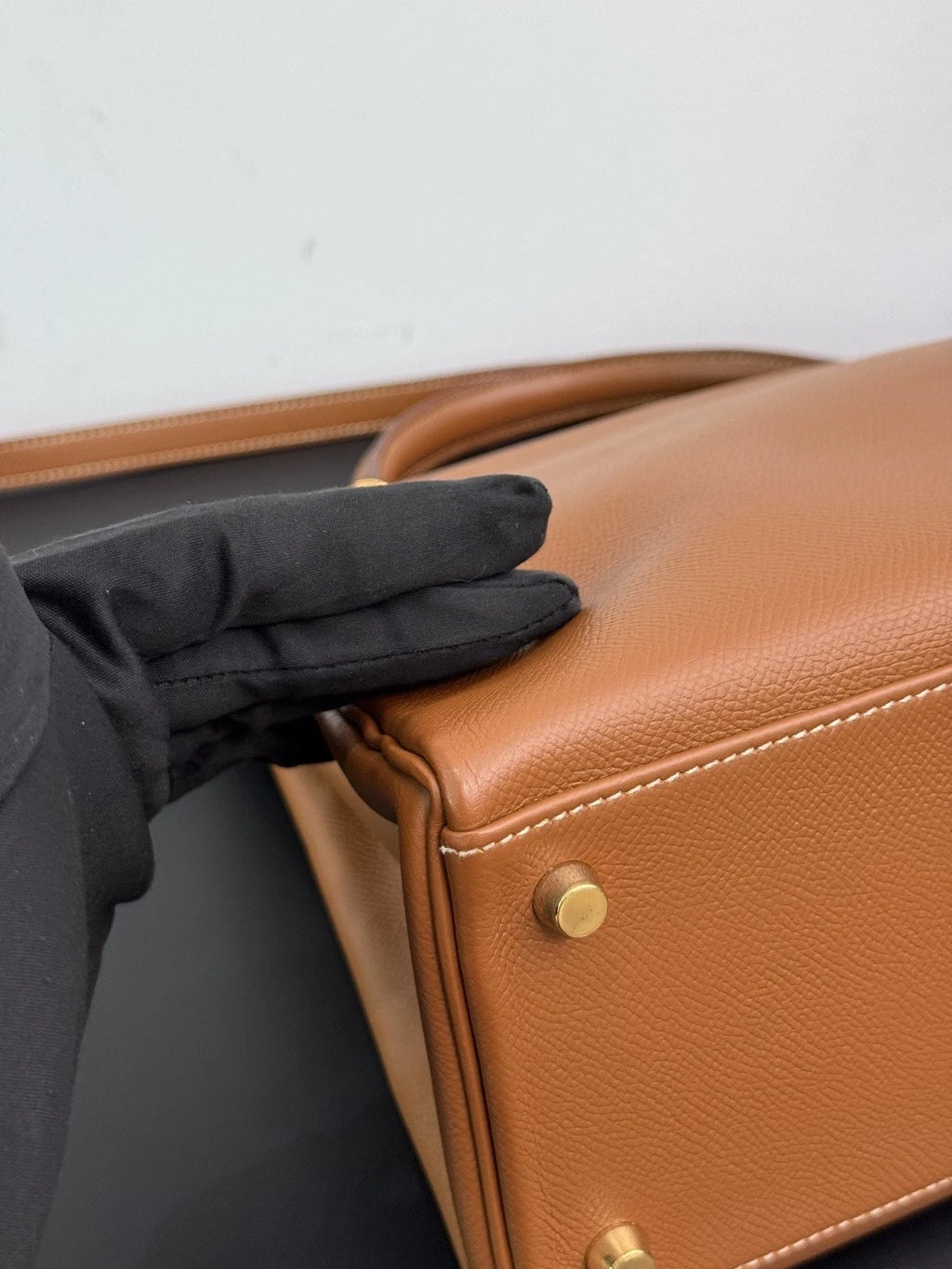 Authentic Hermes Kelly 32 Courchevel Tote Top Handle Crossbody Bag Brown GHD