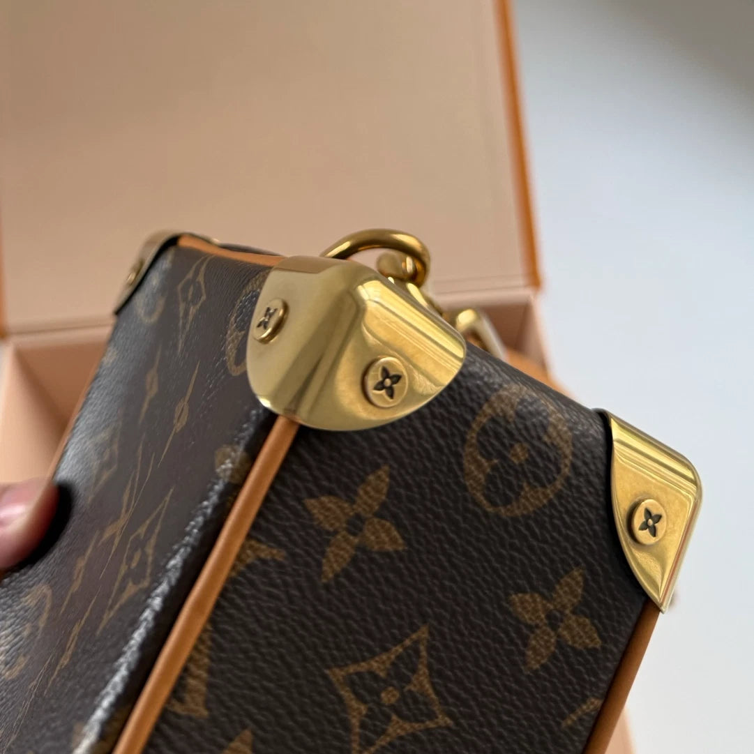 Louis Vuitton Soft Trunk Monogram Canvas Shoulder Bag Crossbody Gold Hardware