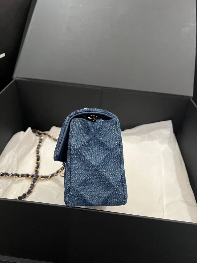 Authentic CHANEL Denim CF Mini Shoulder Crossbody Bag For Women