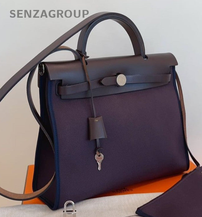 Hermes Herbag31 Top Handle Bag Crossbody Purple Silver Women Classic