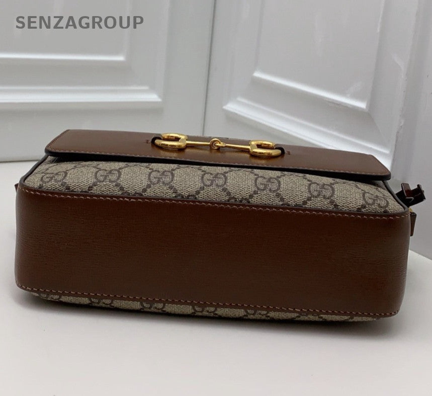 Gucci Horsebit1955 Ophidia Shoulder Bag Crossbody Brown Gold Unisex Adults