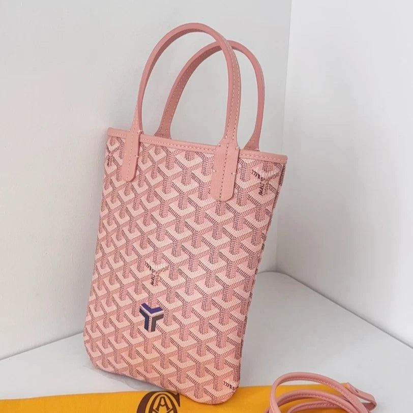 Excellent Condition Goyard Mini Tote Monogram Canvas Pink Handbag Crossbody