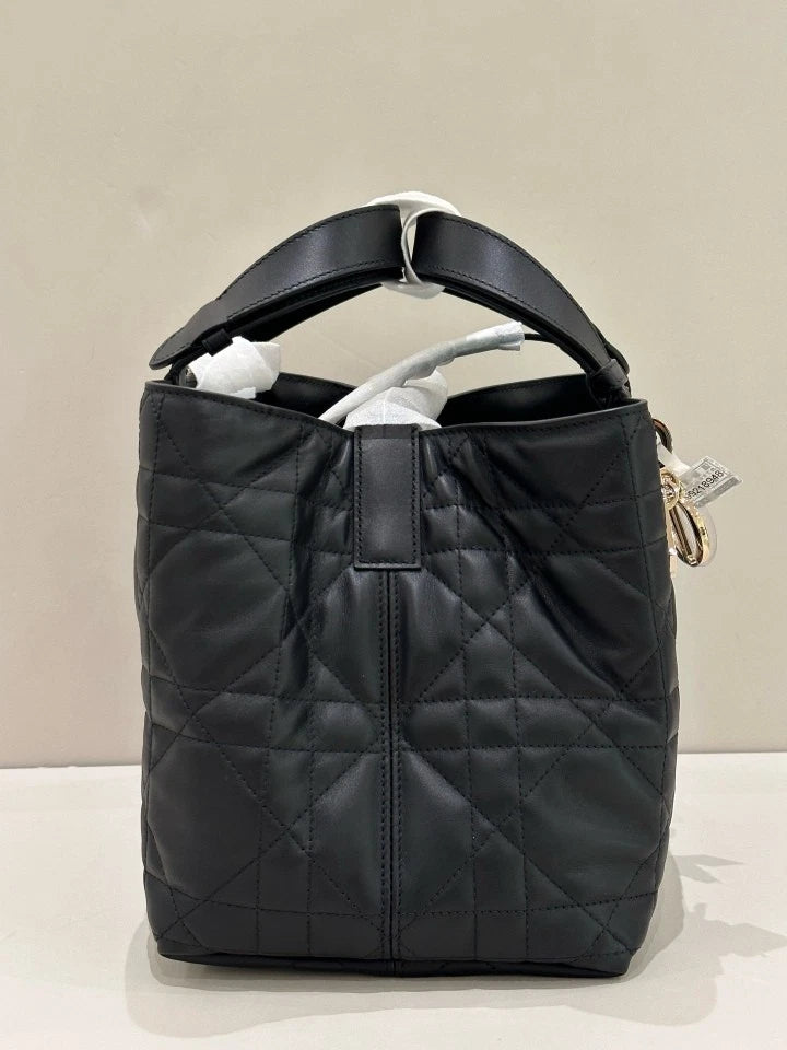Authentic Dior Toujours Medium Black Tote Top Handle Bag For Women