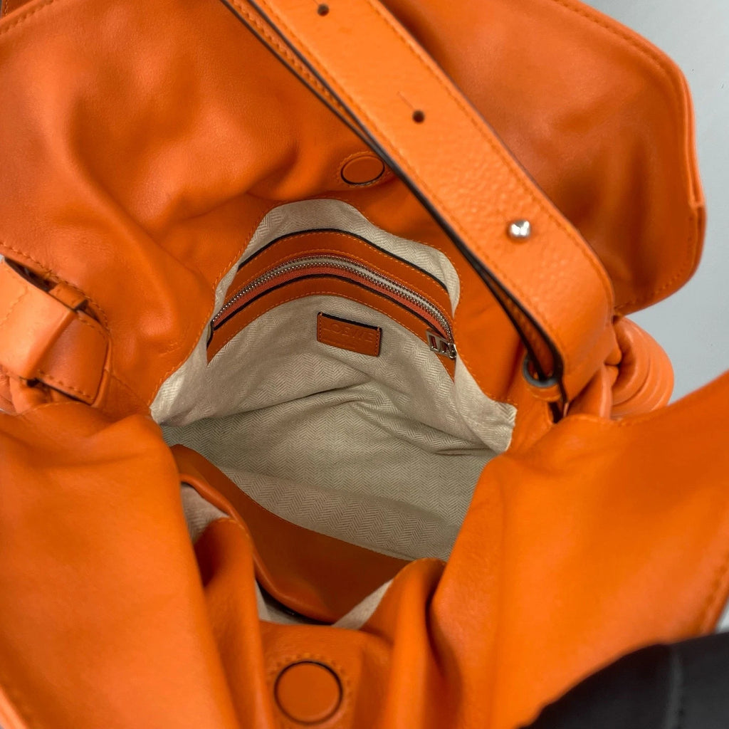 Loewe Medium Orange Leather Bucket Bag For Women