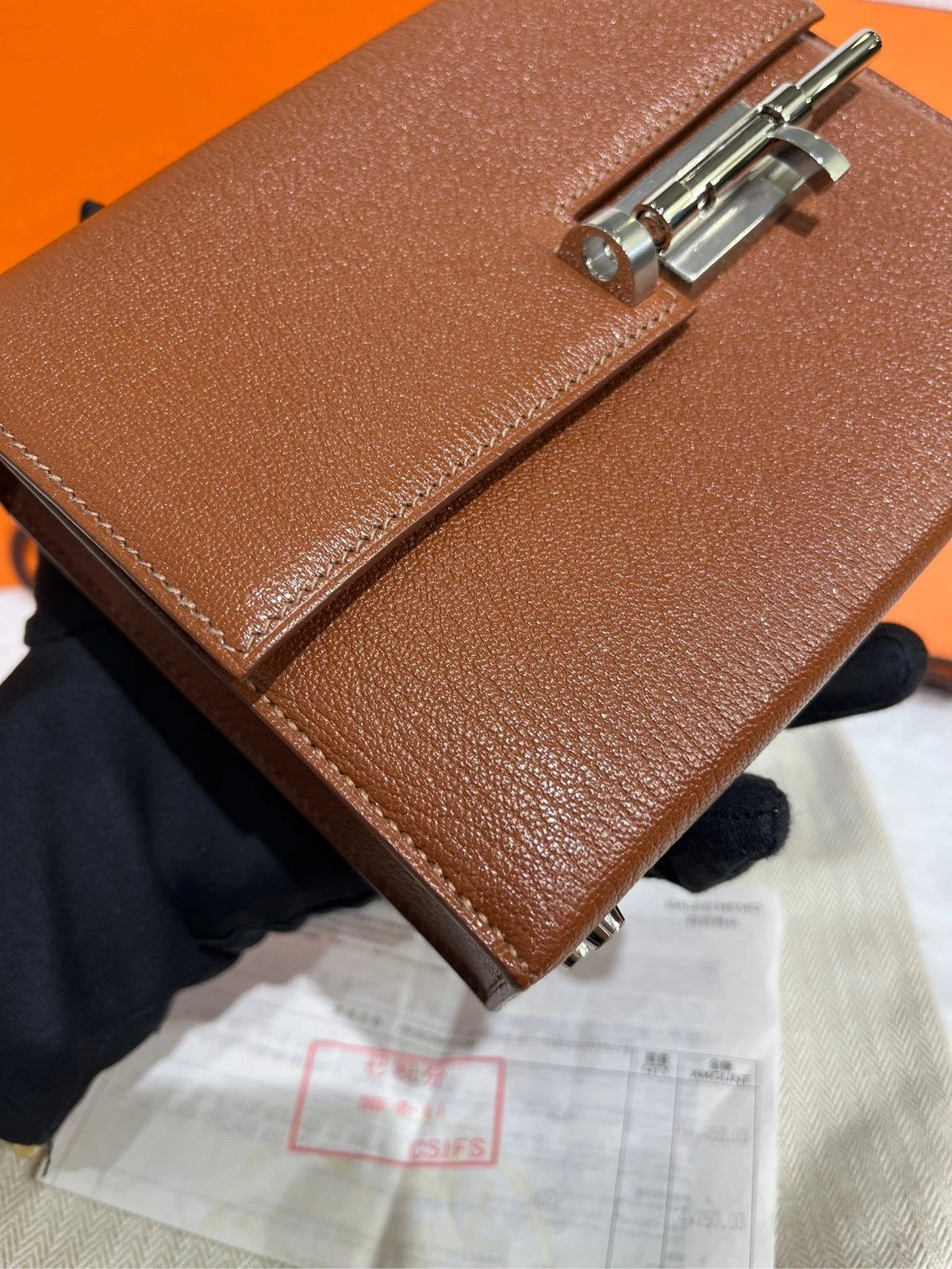 Hermes Verrou Brown Goatskin Handbag For Women