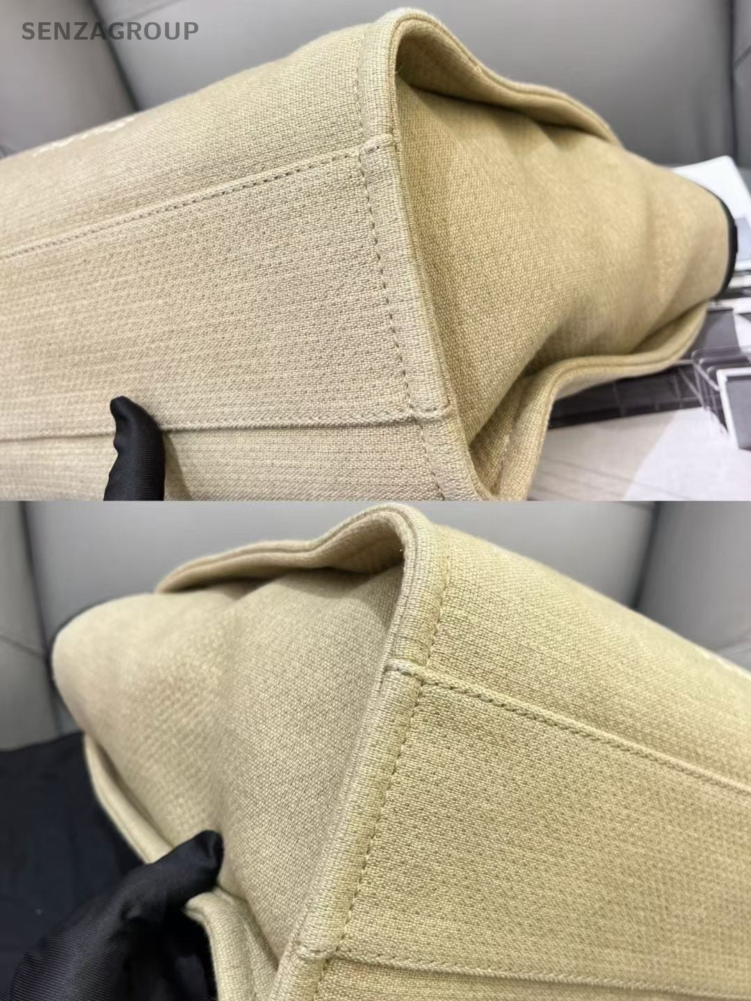CHANEL Beach Tote Canvas Shoulder Bag Women Beige