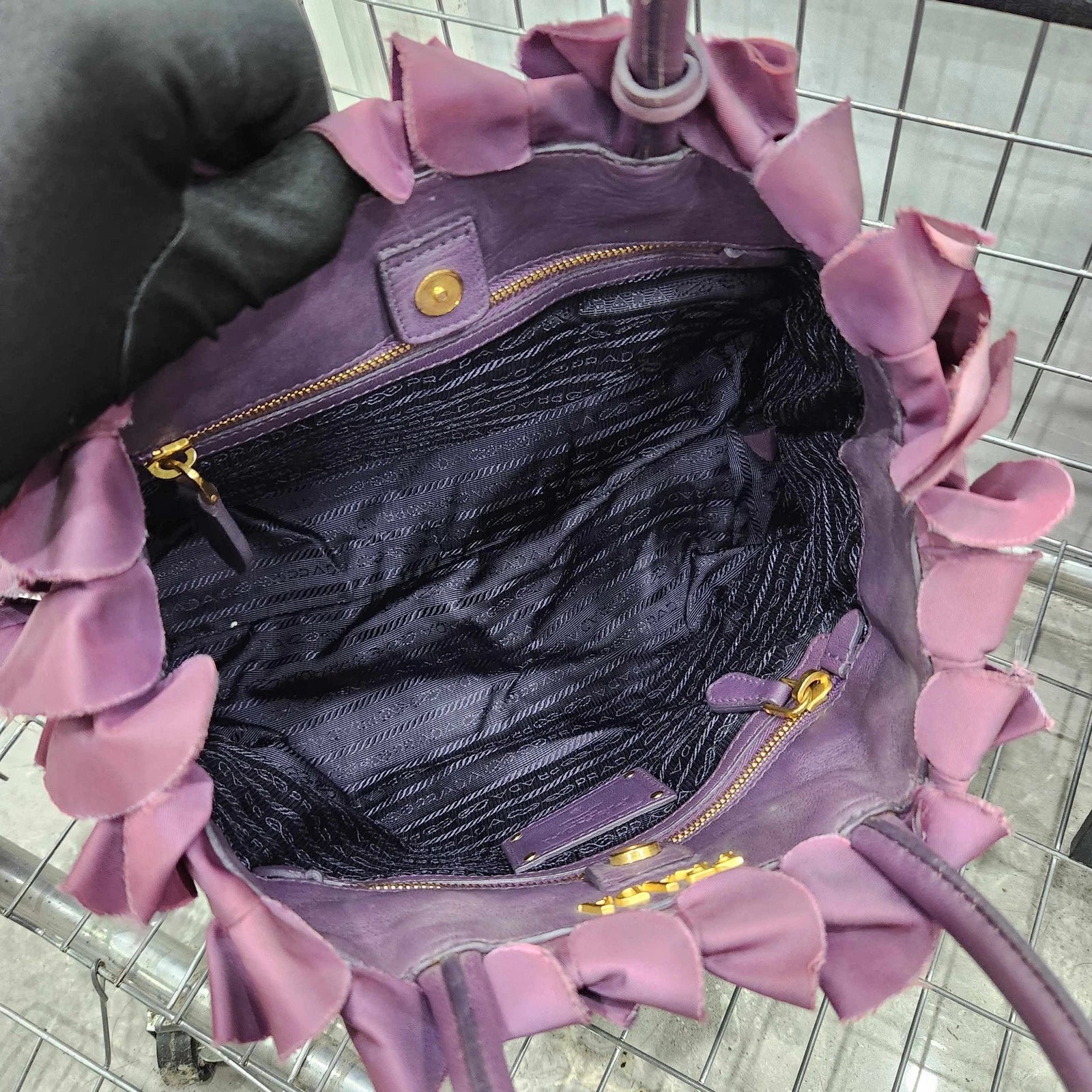 PRADA Purple Gradient Nylon Petal Tote Handbag For Women