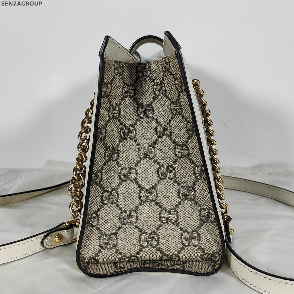 Gucci Padlock Small Tote Bag Chain Shoulder Bag White Beige Classic Women