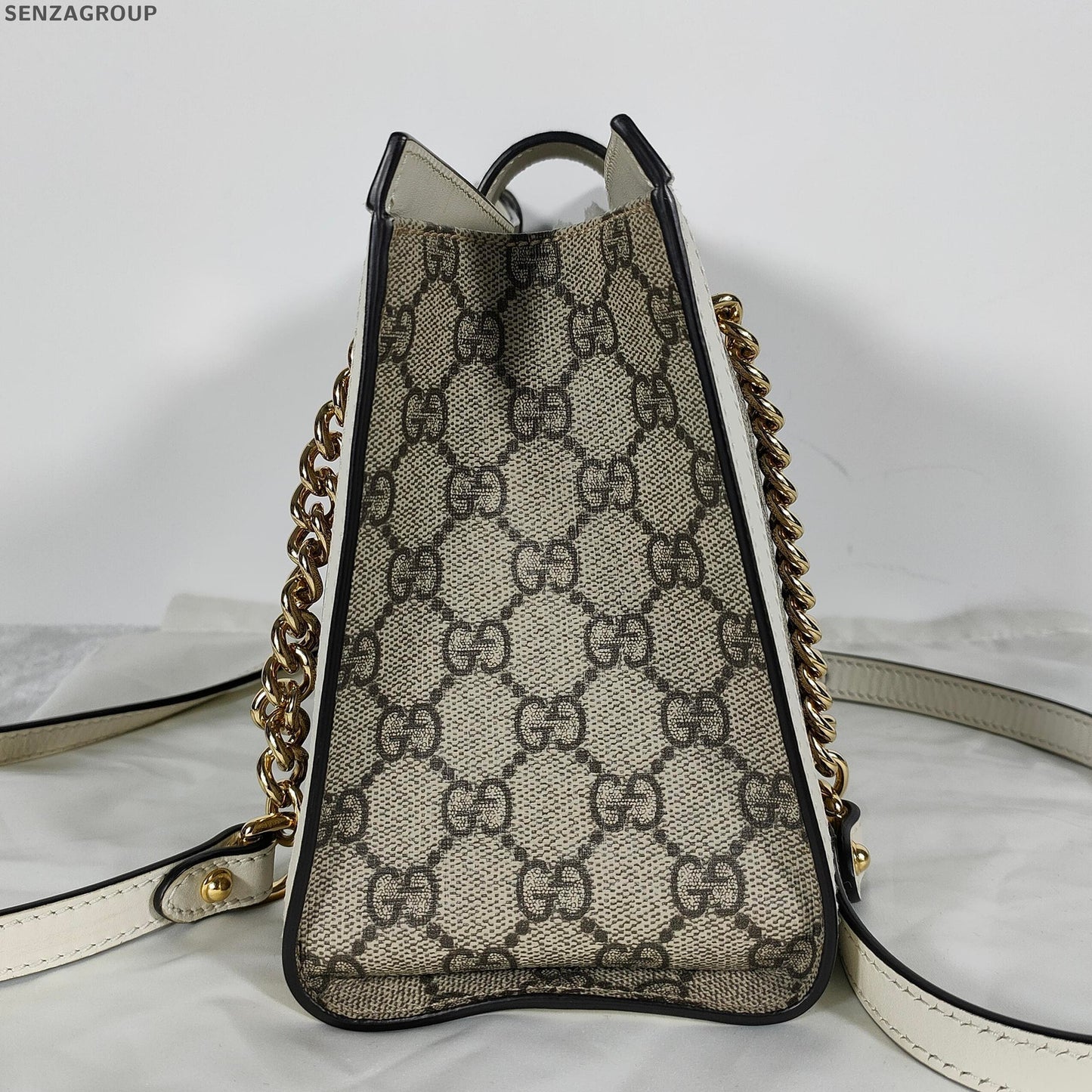 Gucci Padlock Small Tote Bag Chain Shoulder Bag White Beige Classic Women