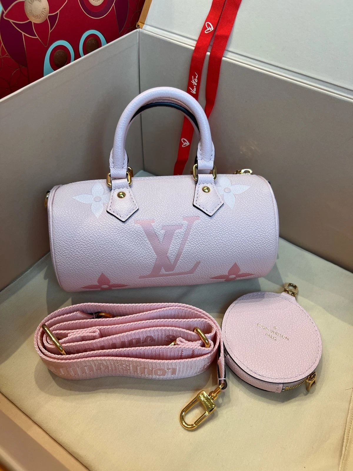 Louis Vuitton Gradient Pink Papillon Cylinder Handbag For Women