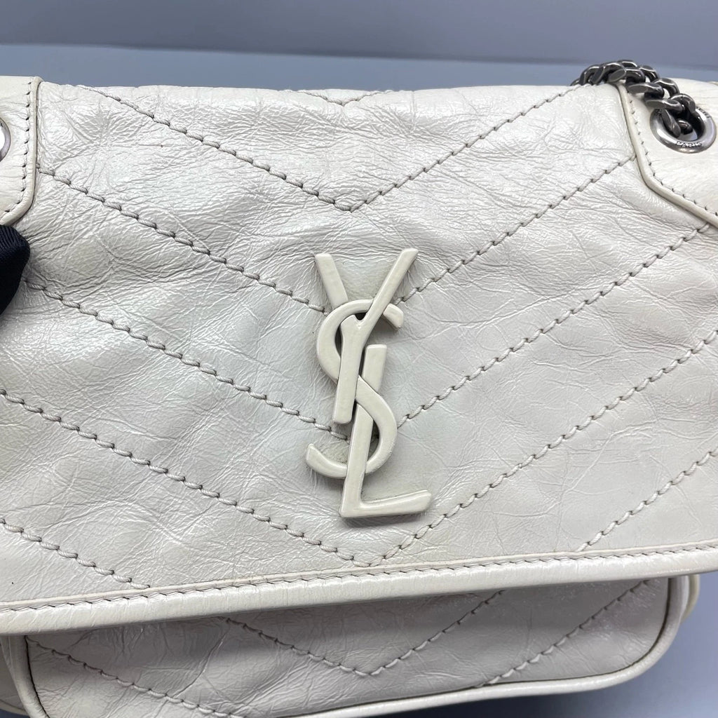 Saint Laurent Niki Leather White Shoulder Bag Excellent