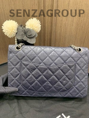 Chanel Blue Quilted Medium Flap Bag Silver Hardware Classic Women's