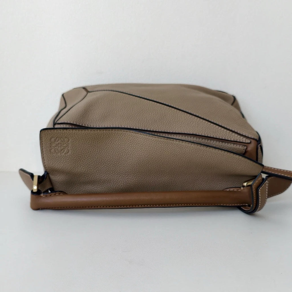 Loewe Puzzle PM Top Handle Shoulder Crossbody Gray Gold Women Classic