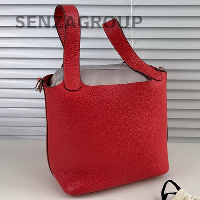 Hermès Picotin Bag Red Silver Hardware Classic Women's Handbag