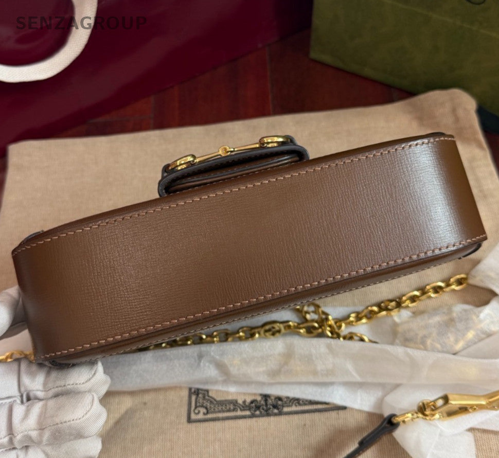 Gucci Horsebit1955 Chain Handbag Shoulder Bag Brown Gold Women Classic