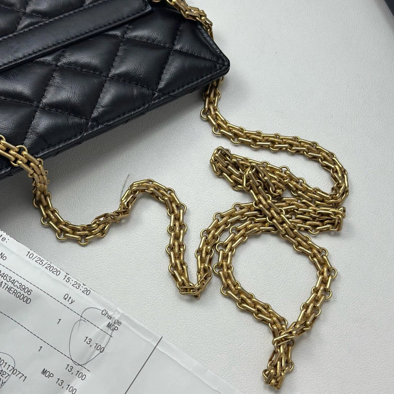 Excellent Chanel 2.55 Black Phone Bag Gold Chain Shoulder Bag Crossbody
