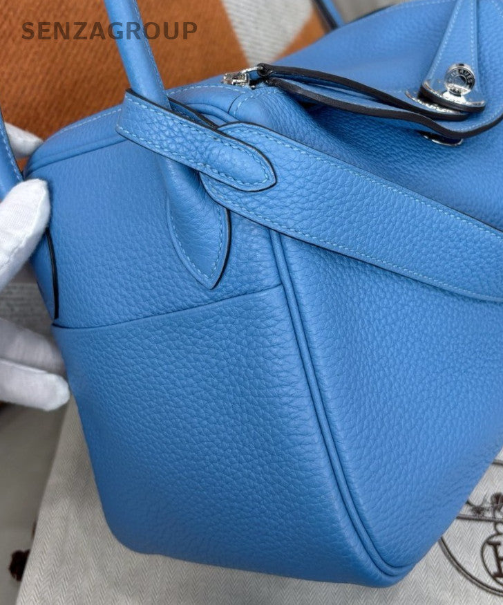 Hermes Lindy26 Shoulder Bag Blue Silver Used Women Classic Designer
