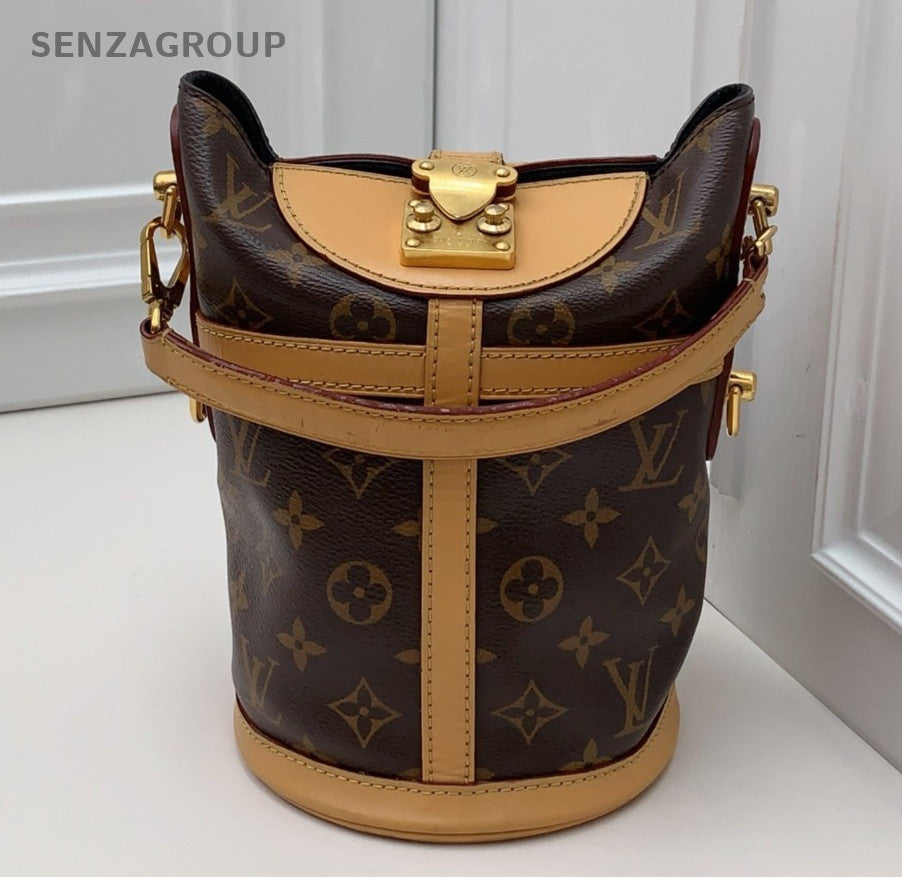 Louis Vuitton Monogram Duffle Top Handle Bag Crossbody Brown Gold Women Classic