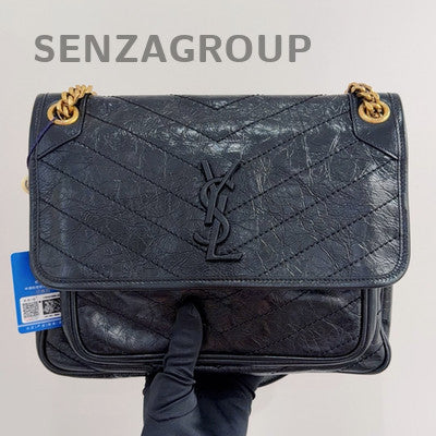 Saint Laurent YSL Black Calfskin Niki Medium Chain Shoulder Bag