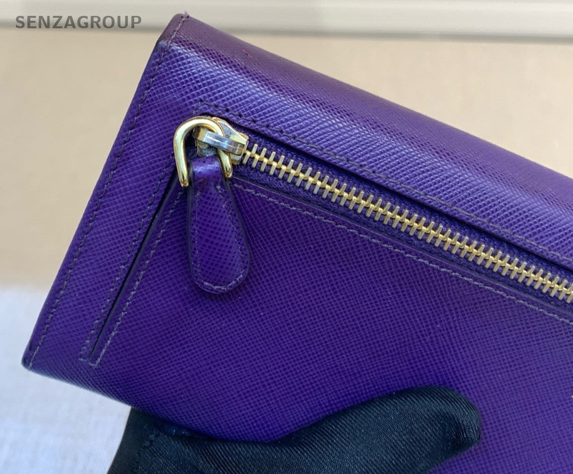 Prada Clutch Wallet Dark Rare Purple Women