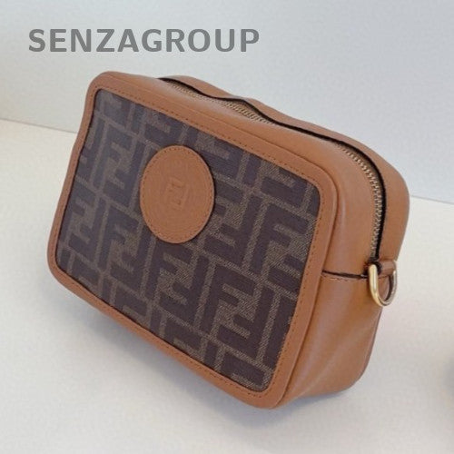 Fendi Camera Case 2Way Shoulder Bag Crossbody Brown Gold Women Classic