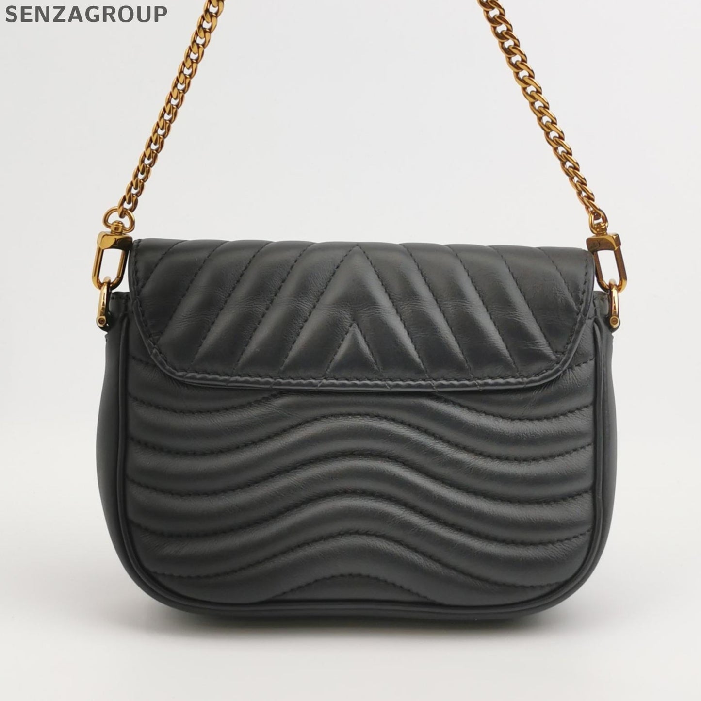 Louis Vuitton New Wave Chain Shoulder Crossbody Bag Black Gold