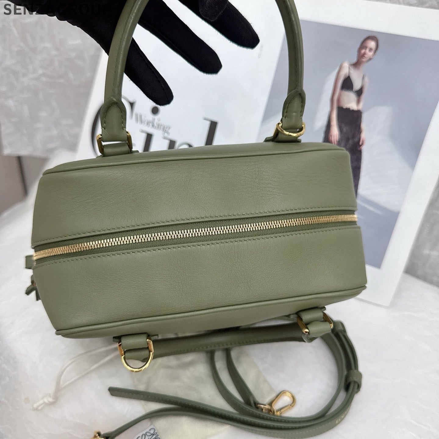 Loewe Amazona Handbag Green Gold Classic Fashion Women's