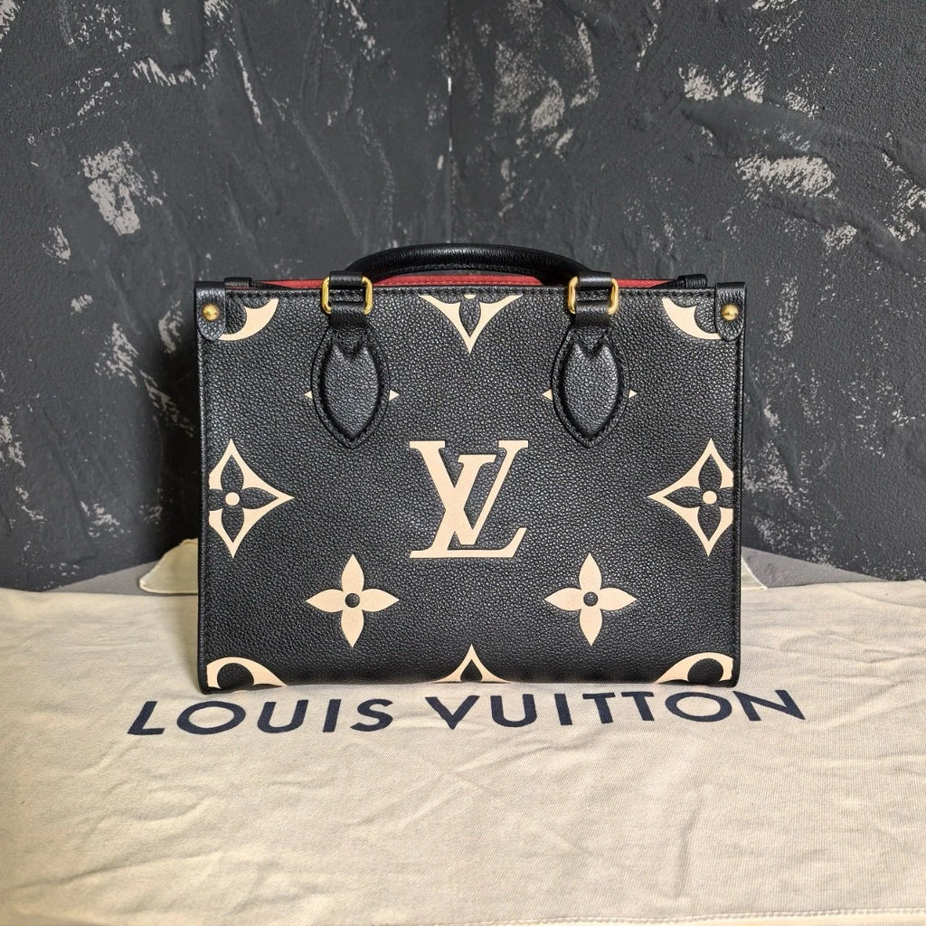 Louis Vuitton Onthego Small Black Leather Tote Bag For Women